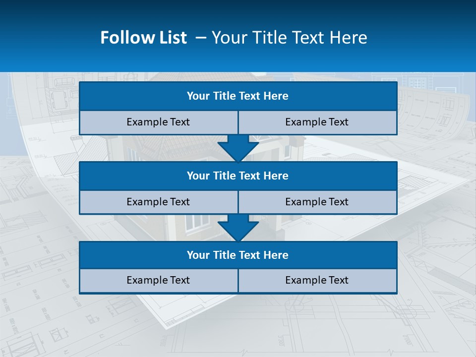 A House On Top Of Blueprints With A Blue Sky In The Background PowerPoint Template