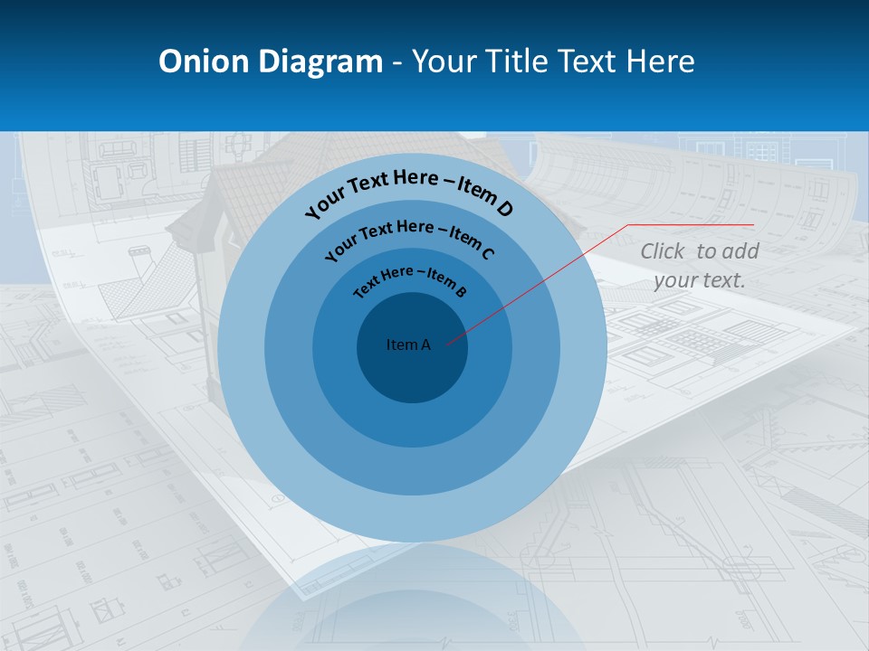 A House On Top Of Blueprints With A Blue Sky In The Background PowerPoint Template