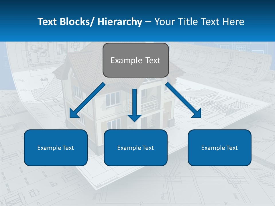 A House On Top Of Blueprints With A Blue Sky In The Background PowerPoint Template