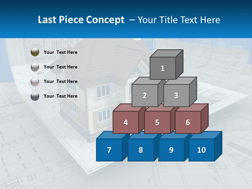A House On Top Of Blueprints With A Blue Sky In The Background PowerPoint Template