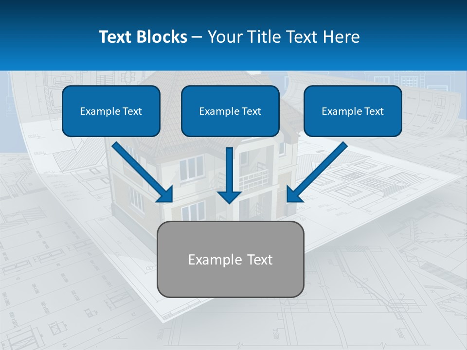 A House On Top Of Blueprints With A Blue Sky In The Background PowerPoint Template
