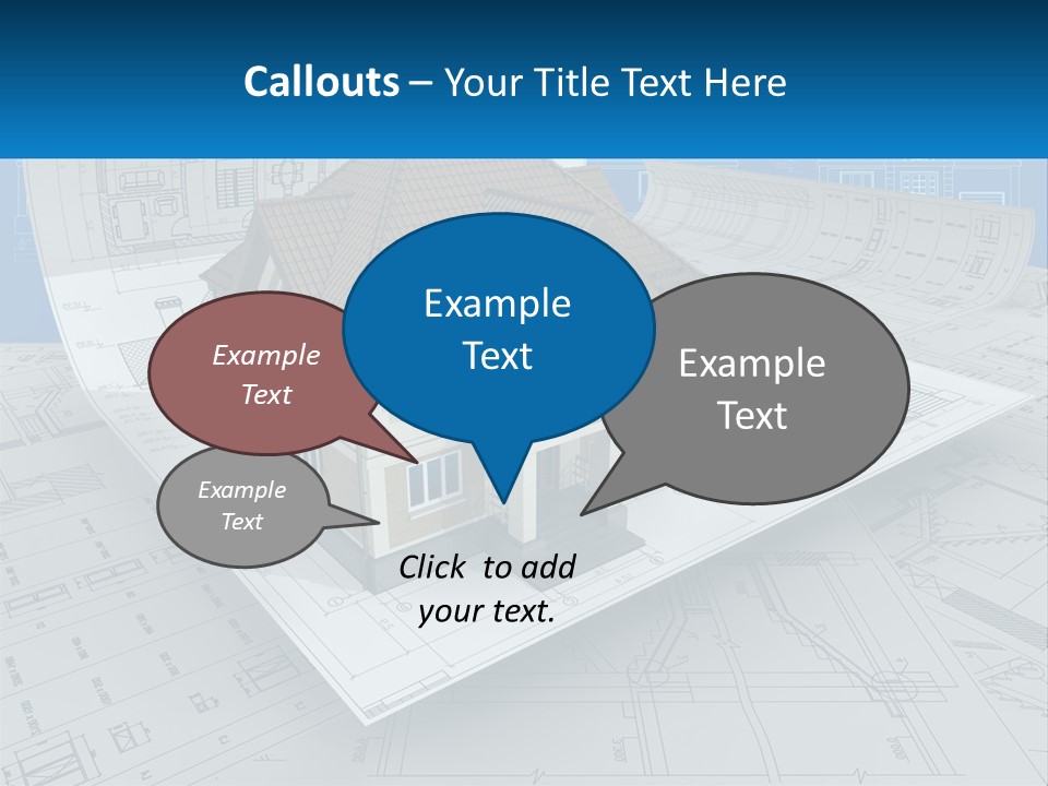 A House On Top Of Blueprints With A Blue Sky In The Background PowerPoint Template
