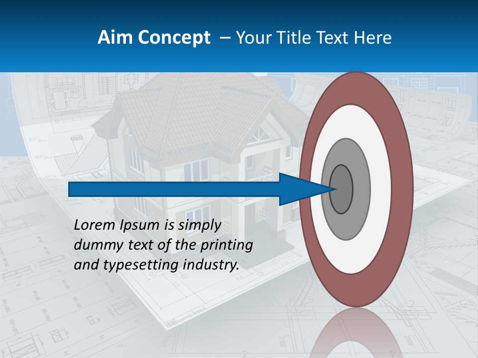A House On Top Of Blueprints With A Blue Sky In The Background PowerPoint Template