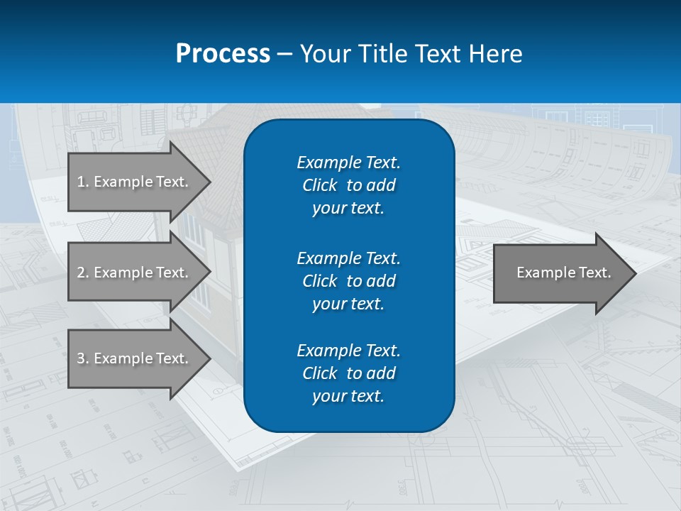 A House On Top Of Blueprints With A Blue Sky In The Background PowerPoint Template