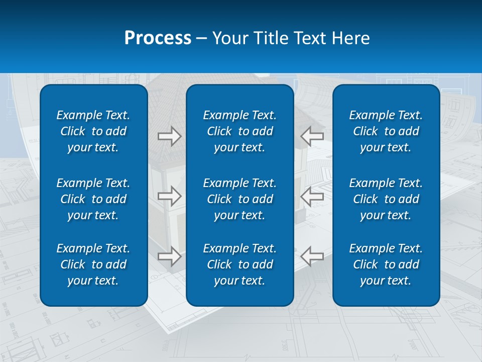A House On Top Of Blueprints With A Blue Sky In The Background PowerPoint Template