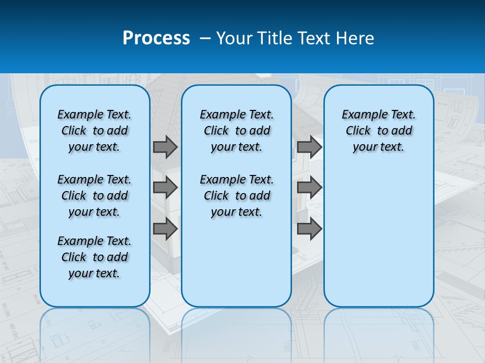 A House On Top Of Blueprints With A Blue Sky In The Background PowerPoint Template