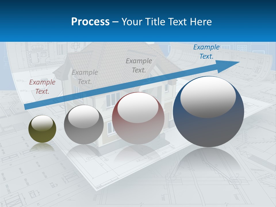 A House On Top Of Blueprints With A Blue Sky In The Background PowerPoint Template