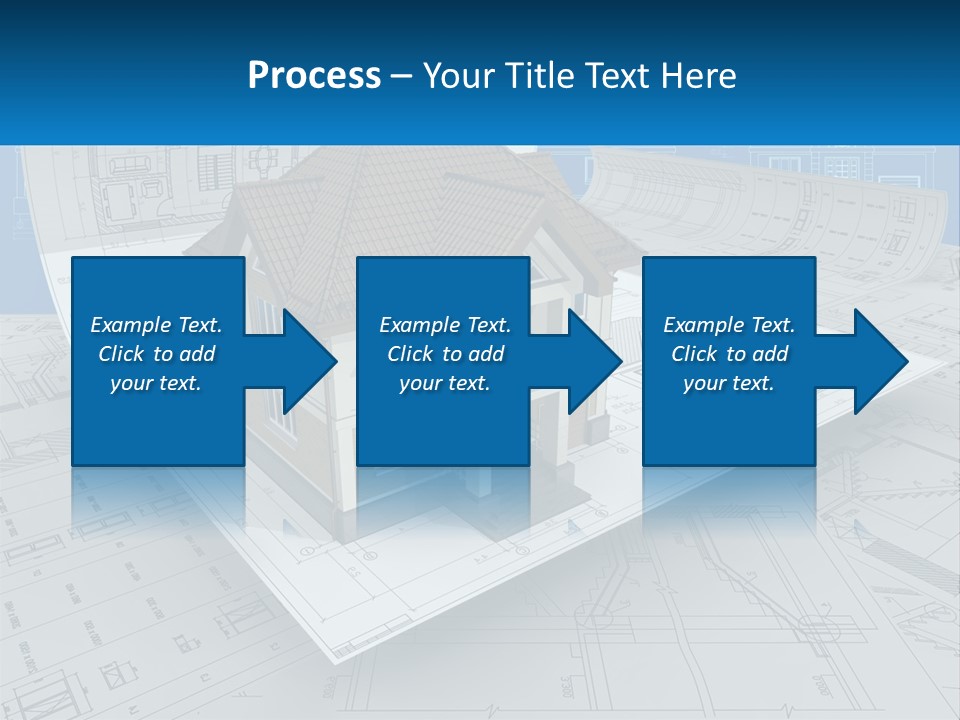 A House On Top Of Blueprints With A Blue Sky In The Background PowerPoint Template