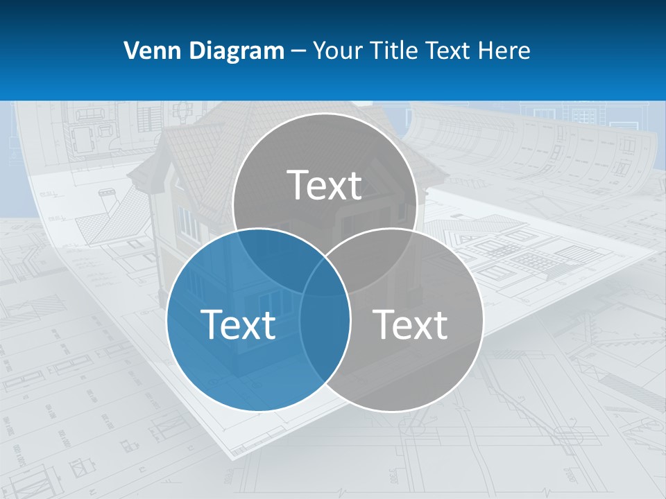 A House On Top Of Blueprints With A Blue Sky In The Background PowerPoint Template