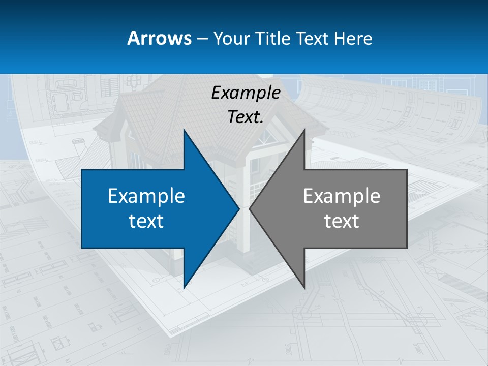 A House On Top Of Blueprints With A Blue Sky In The Background PowerPoint Template