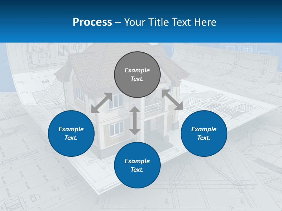 A House On Top Of Blueprints With A Blue Sky In The Background PowerPoint Template