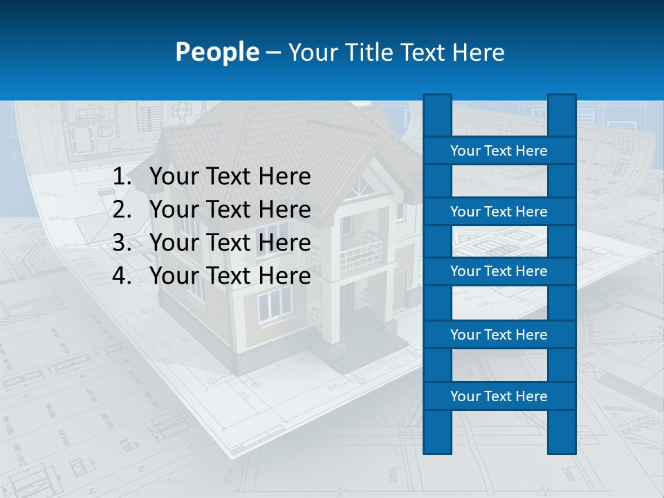 A House On Top Of Blueprints With A Blue Sky In The Background PowerPoint Template