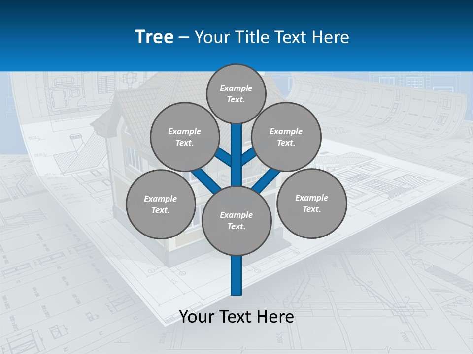A House On Top Of Blueprints With A Blue Sky In The Background PowerPoint Template