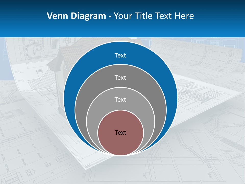 A House On Top Of Blueprints With A Blue Sky In The Background PowerPoint Template