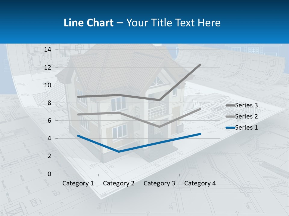 A House On Top Of Blueprints With A Blue Sky In The Background PowerPoint Template