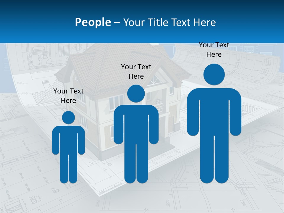 A House On Top Of Blueprints With A Blue Sky In The Background PowerPoint Template