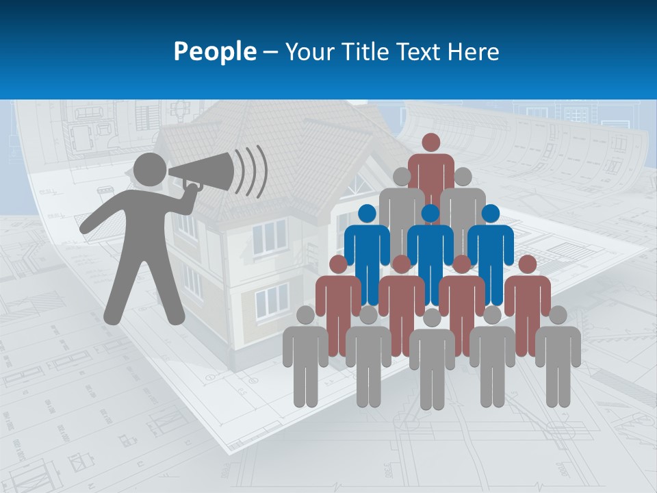 A House On Top Of Blueprints With A Blue Sky In The Background PowerPoint Template