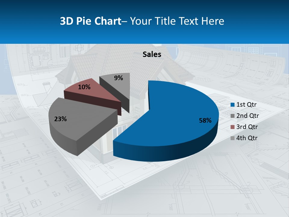 A House On Top Of Blueprints With A Blue Sky In The Background PowerPoint Template