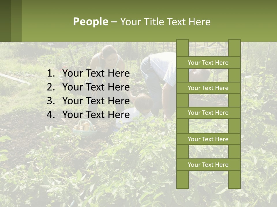 A Man And Woman Tending To A Child In A Garden PowerPoint Template