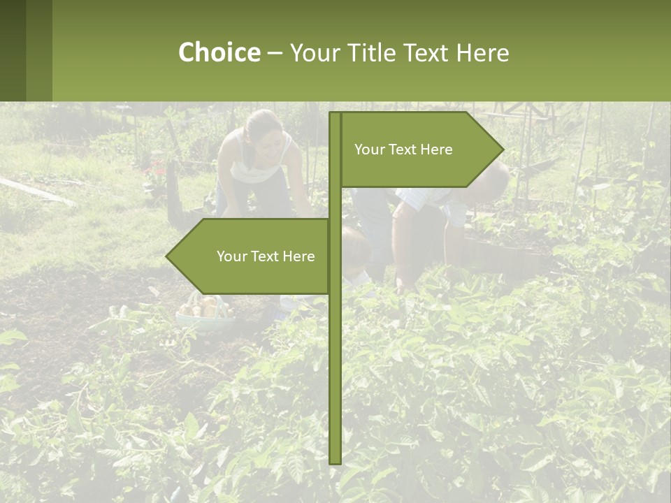 A Man And Woman Tending To A Child In A Garden PowerPoint Template