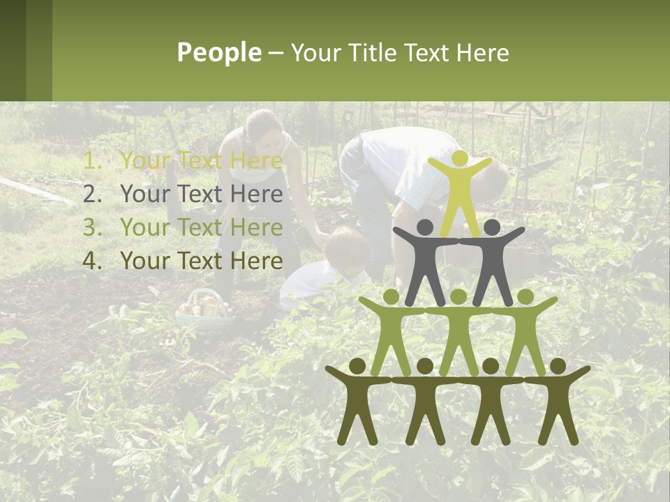 A Man And Woman Tending To A Child In A Garden PowerPoint Template