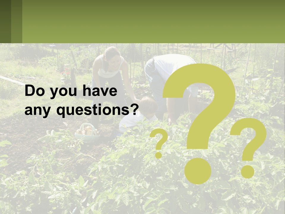 A Man And Woman Tending To A Child In A Garden PowerPoint Template