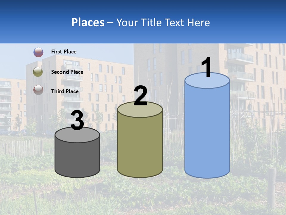 An Urban Garden In Front Of A Building PowerPoint Template
