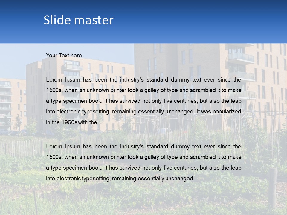 An Urban Garden In Front Of A Building PowerPoint Template