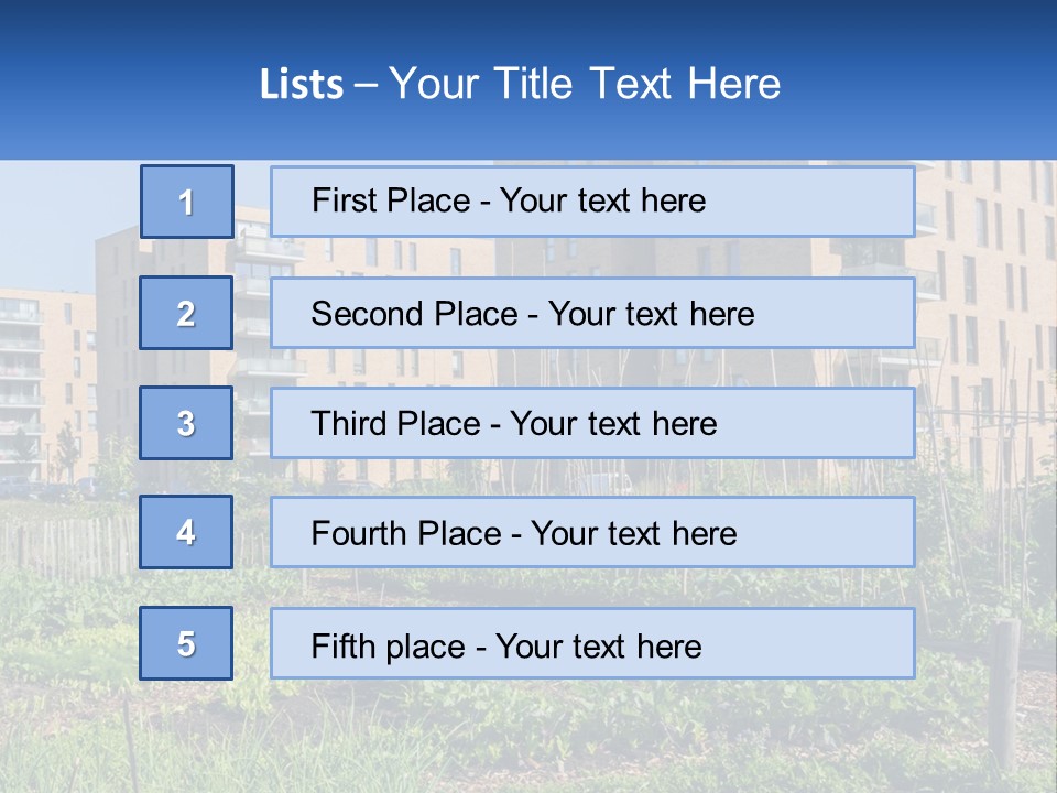 An Urban Garden In Front Of A Building PowerPoint Template
