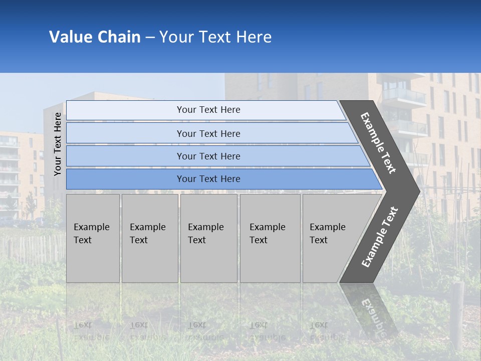 An Urban Garden In Front Of A Building PowerPoint Template