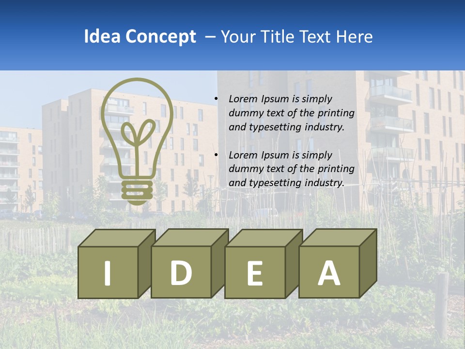 An Urban Garden In Front Of A Building PowerPoint Template