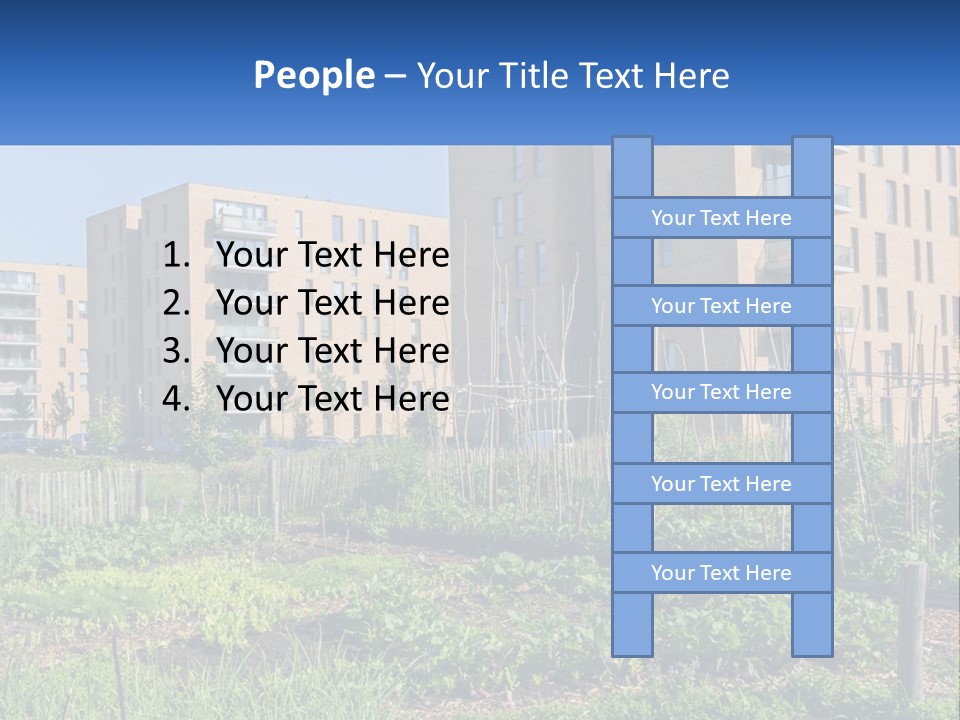 An Urban Garden In Front Of A Building PowerPoint Template