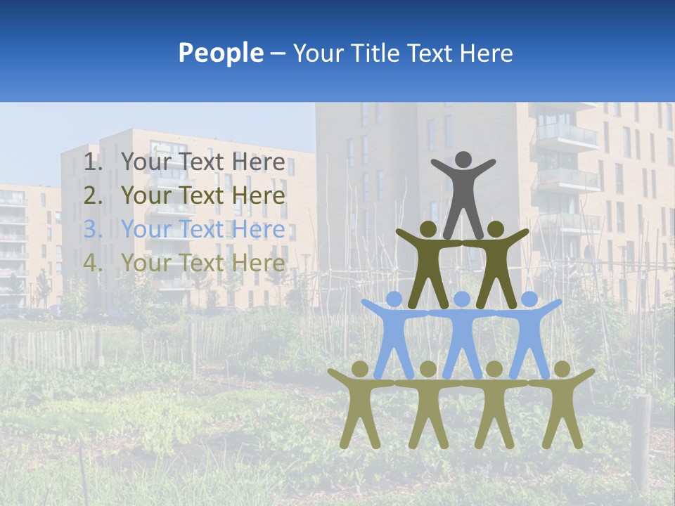 An Urban Garden In Front Of A Building PowerPoint Template