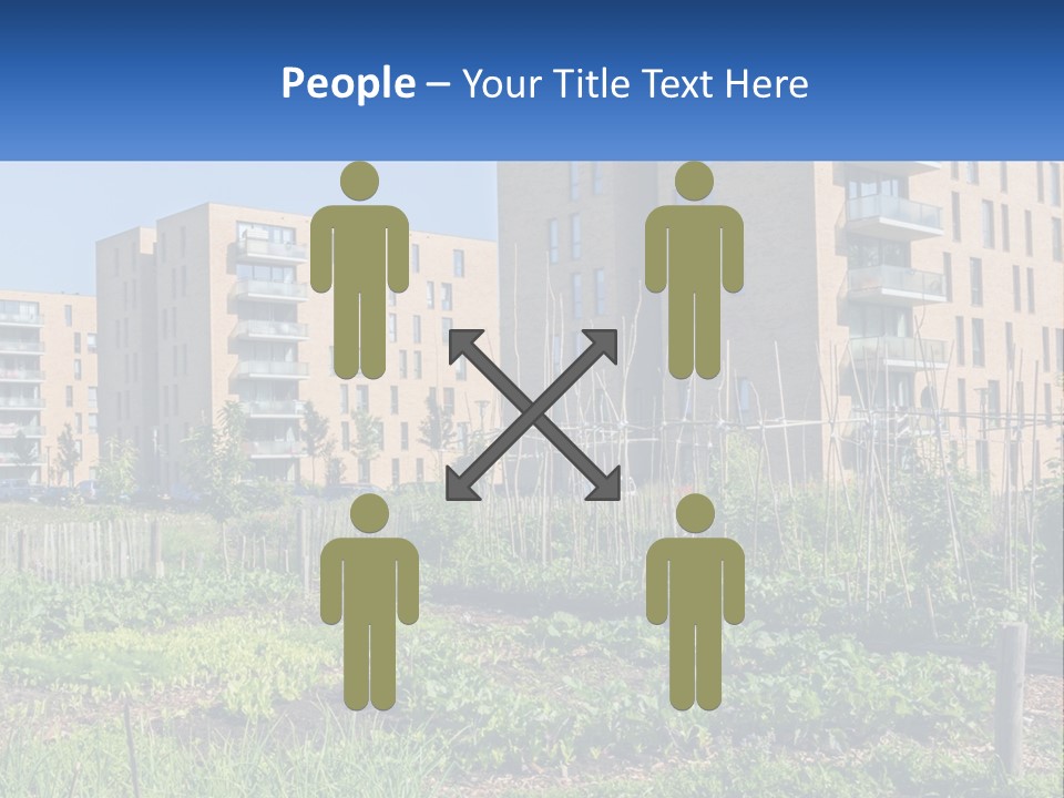 An Urban Garden In Front Of A Building PowerPoint Template