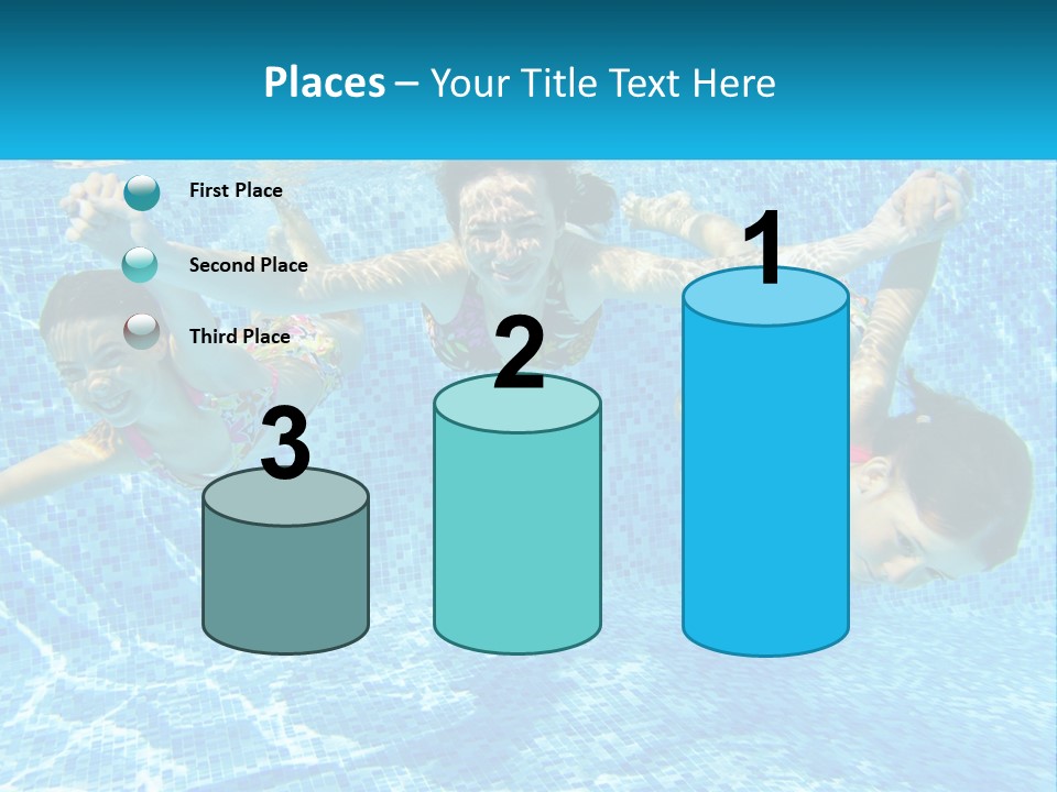 Two Young Girls Are Swimming In A Pool PowerPoint Template