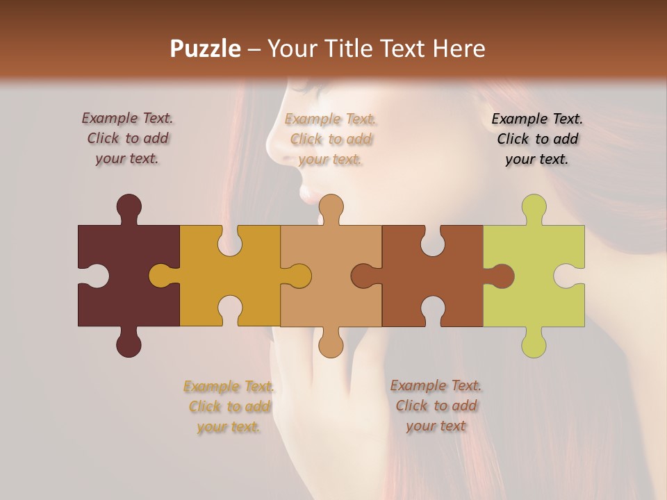 A Woman With Long Red Hair Is Shown With A Brown Background PowerPoint Template