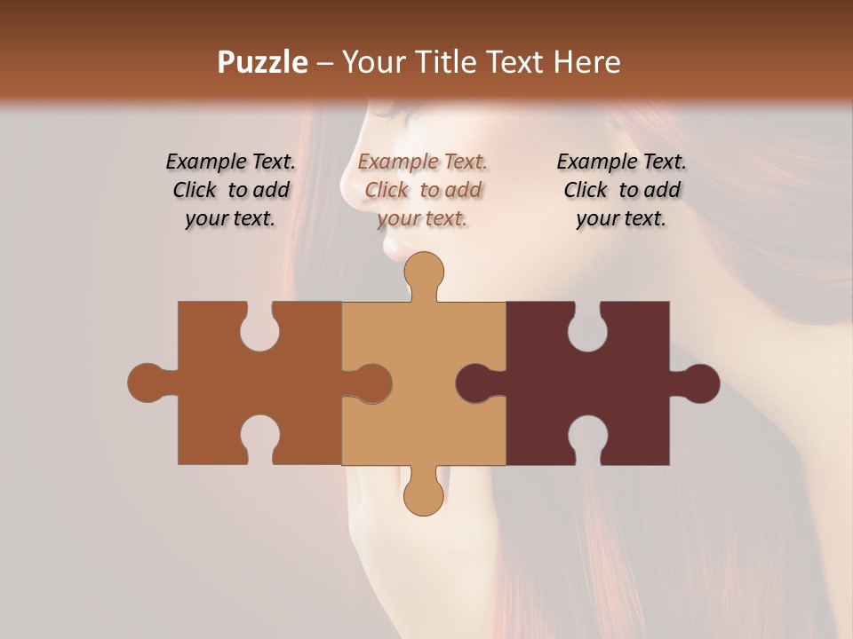 A Woman With Long Red Hair Is Shown With A Brown Background PowerPoint Template