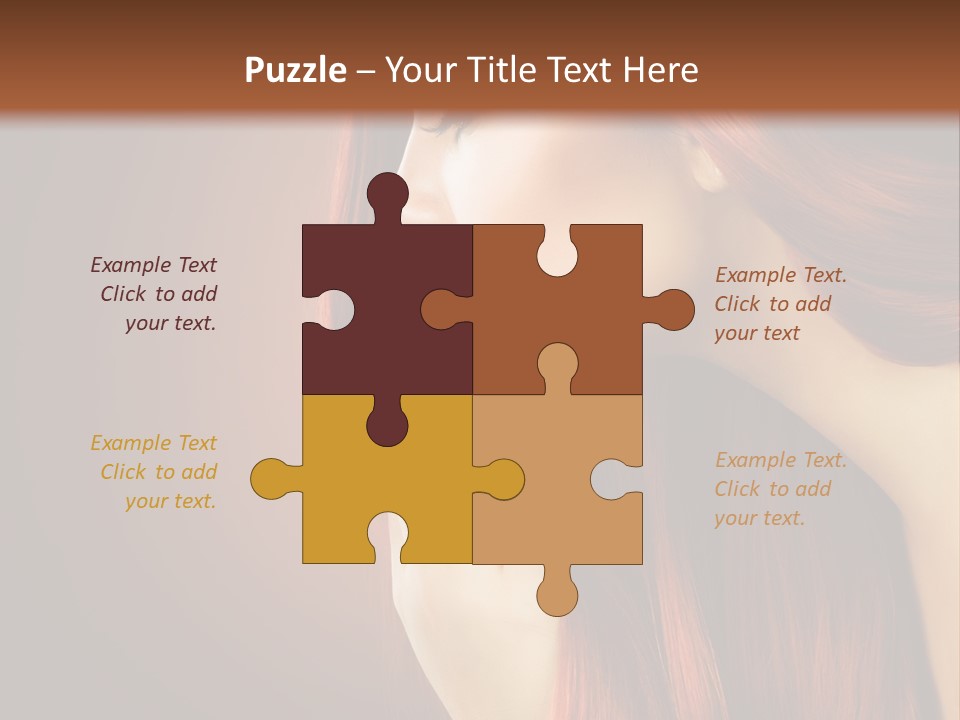 A Woman With Long Red Hair Is Shown With A Brown Background PowerPoint Template
