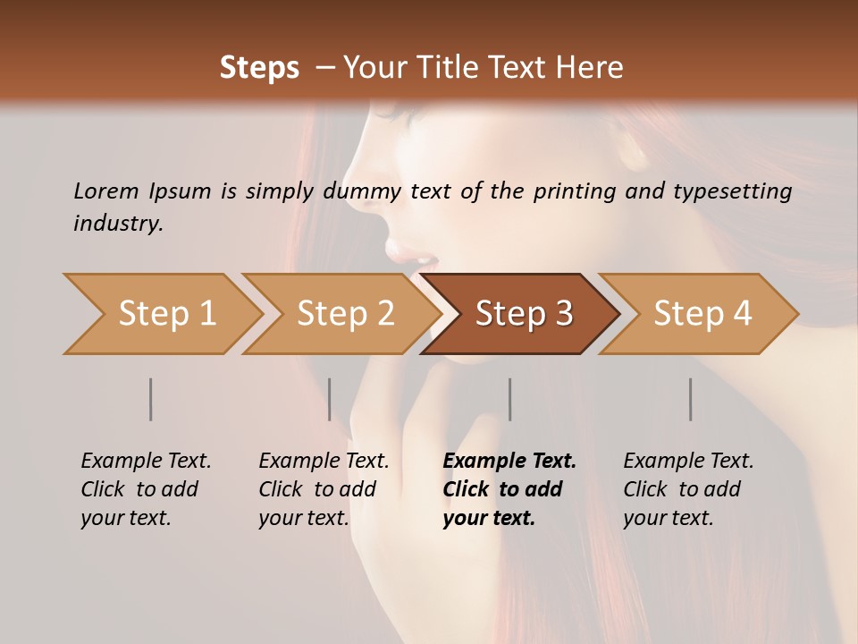 A Woman With Long Red Hair Is Shown With A Brown Background PowerPoint Template