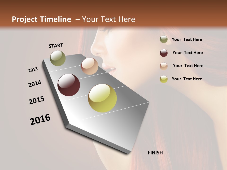 A Woman With Long Red Hair Is Shown With A Brown Background PowerPoint Template