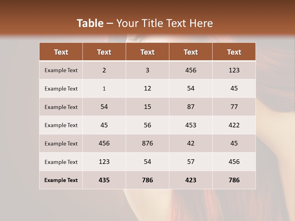 A Woman With Long Red Hair Is Shown With A Brown Background PowerPoint Template