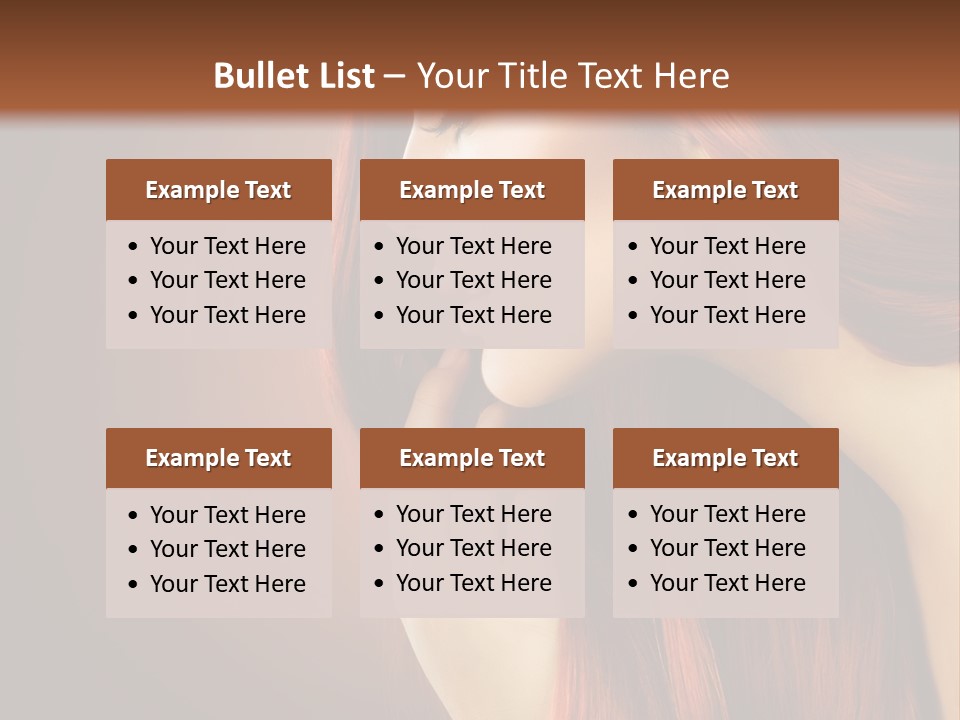 A Woman With Long Red Hair Is Shown With A Brown Background PowerPoint Template