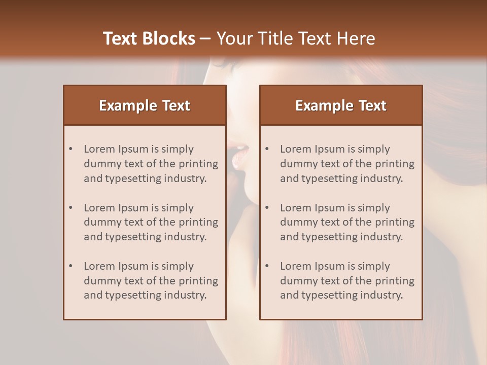 A Woman With Long Red Hair Is Shown With A Brown Background PowerPoint Template