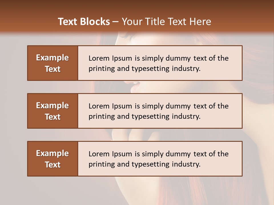 A Woman With Long Red Hair Is Shown With A Brown Background PowerPoint Template