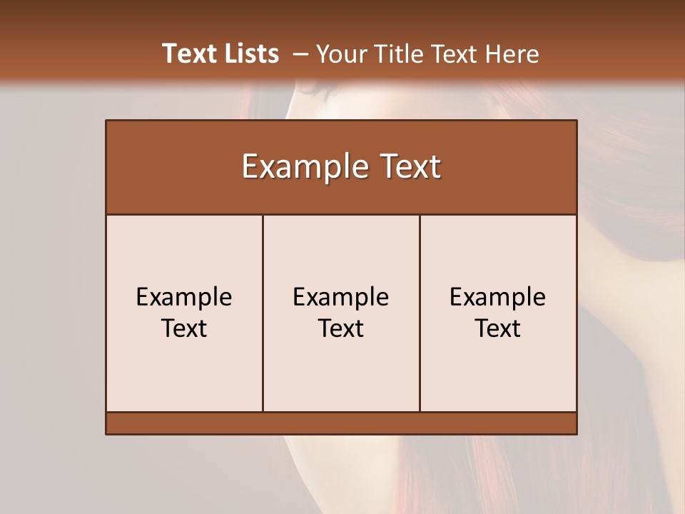 A Woman With Long Red Hair Is Shown With A Brown Background PowerPoint Template