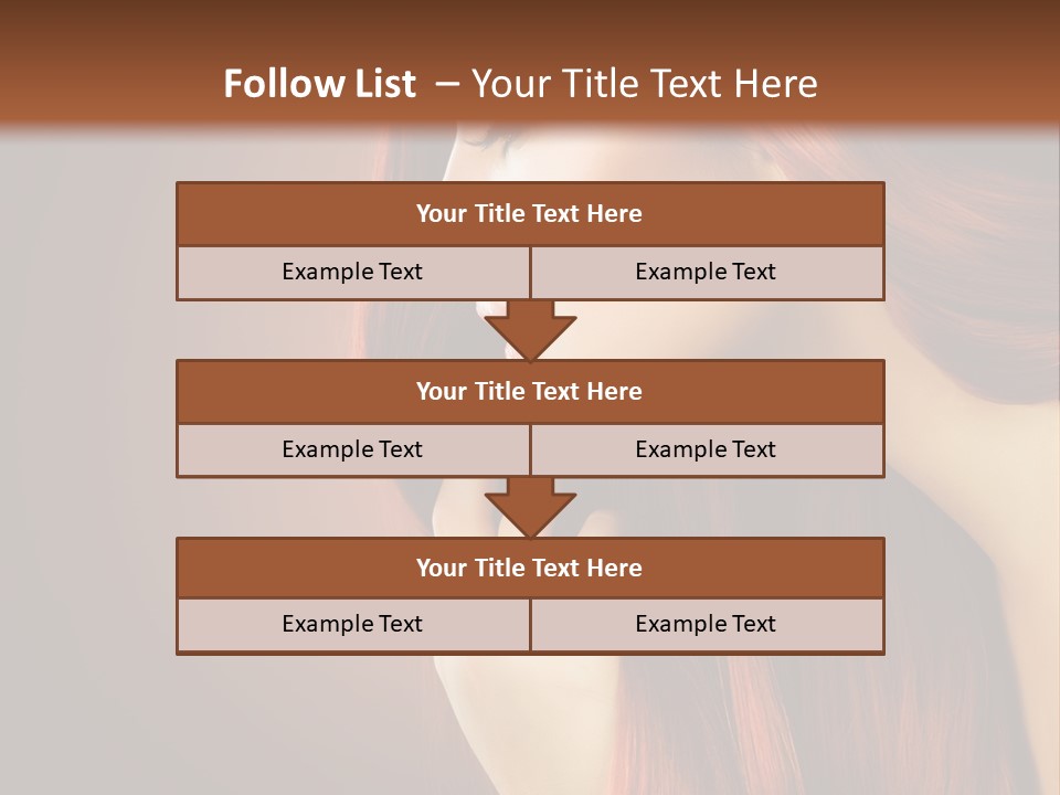 A Woman With Long Red Hair Is Shown With A Brown Background PowerPoint Template