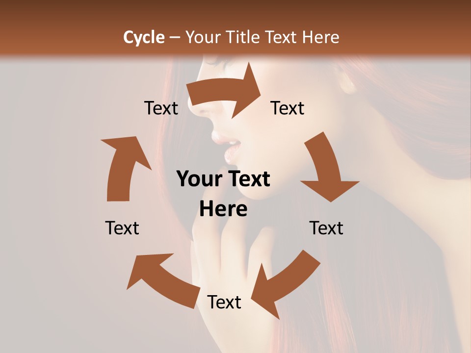 A Woman With Long Red Hair Is Shown With A Brown Background PowerPoint Template