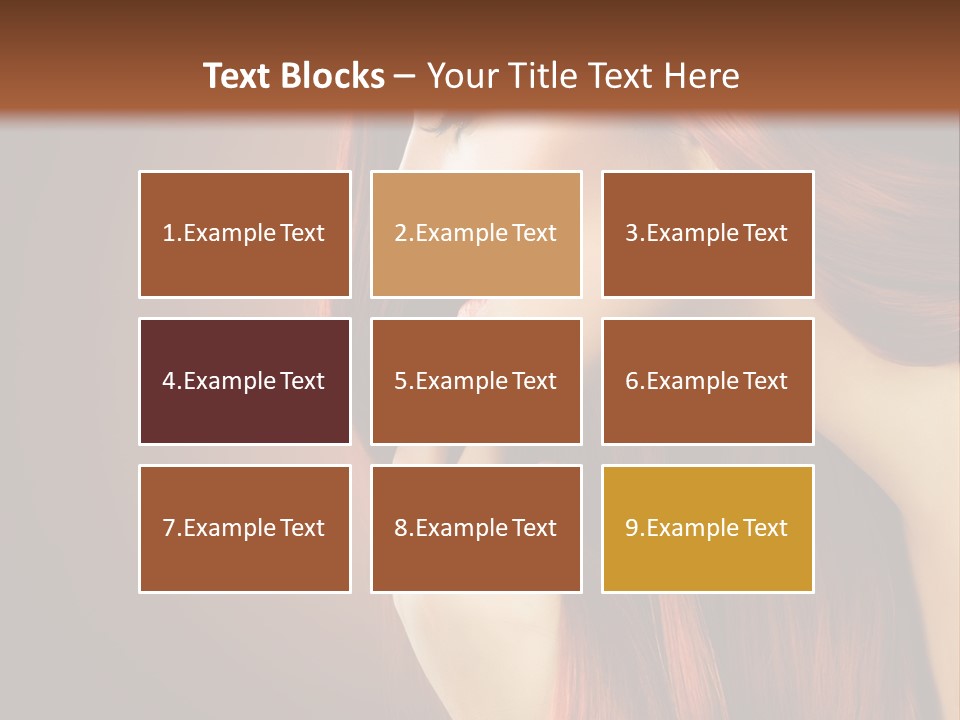 A Woman With Long Red Hair Is Shown With A Brown Background PowerPoint Template