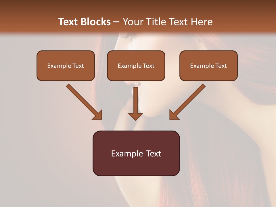 A Woman With Long Red Hair Is Shown With A Brown Background PowerPoint Template