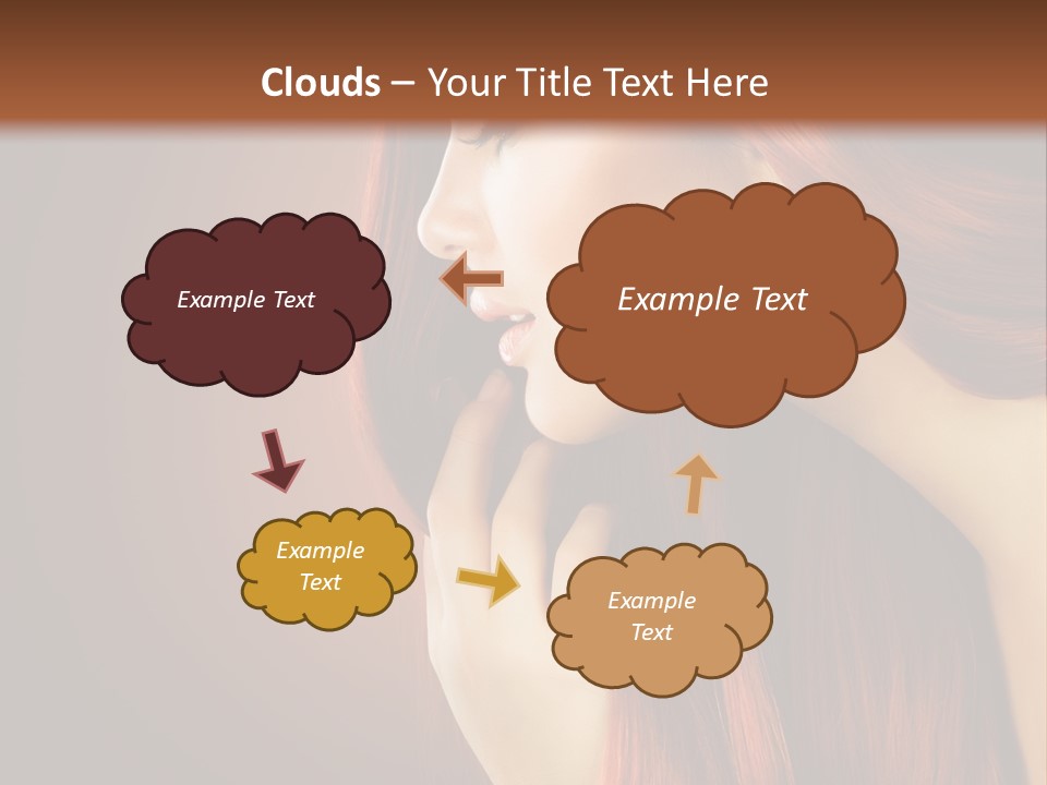 A Woman With Long Red Hair Is Shown With A Brown Background PowerPoint Template